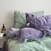 Capa de Edredom Quente de Veludo de Algodão Amigável à Pele de Inverno, Conjunto de Quatro Peças de Veludo de Leite, Algodão Puro, Forrado com Lã, Lençol de Cama Espessado com Listras Simples