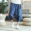 Pantalones holgados de tiro bajo para hombre talla grande, pantalones cropped estilo linterna, pantalones deportivos de pierna ancha finos, holgados, retro, modernos para verano