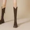 Botas Longas Únicas Doces de Solado Grosso para Mulheres, Moda Inverno 2026 Versáteis Botas de Equitação com Saltos Grossos que Alongam as Pernas