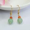 Brincos de Aventurina Verde Natural Guan Yu Gancho de Orelha Vintage de Jade para Mulheres Atacado de Fábrica Dropshipping S4010105