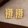 Pendientes de Diseño de Moda Europeo y Americano Incrustados de Circonita Geométricos de Gama Alta para Mujer Cuadrados con Corte Calado al por Mayor