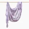 Lenço longo versátil de seda com estampa digital aquarela Bali, mais vendido na primavera e no outono, xale fino e lenço de cabeça da moda