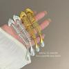 Pendientes Largos de Espina de Pescado de Artesanía Pesada de Lujo Ligero Europeo y Americano Moda Alto Valor Exagerado Metal Retro Versátil Temperamento Pendientes para Mujer