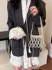 Bolso Hueco de Perlas Estilo Francés para Mujer Estilo de Alta Gama Bolso de Noche para Mujer Bolso de Perlas Tejido a Mano de Gran Capacidad Bolso de Hombro