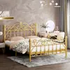 Cama de hierro forjado para uso doméstico, engrosada y reforzada, cama de princesa simple y moderna, cama doble de 1,8 m, cama de marco de hierro de lujo ligero individual de 1 m