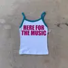 Top Corto Ajustado de Verano 2026 Estilo Chica Caliente Retro Americano con Estampado de Letras en Color Contrastante para Mujer