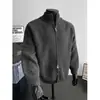 Suéter cárdigan de ajuste limpio con cuello alto para hombre, Otoño e Invierno, Tendencia, Versátil, Chaqueta juvenil, Marca de tendencia, Tejido de punto con empalme