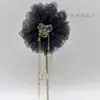 2025 Nueva Cadena de Rama Dorada y Hoja de Jade con Borla de Concha Clip Flor de Loto y Peonía Clip de Tiburón Peinado Elegante