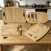 Tabla de cortar de bambú con cuchillos, múltiples tamaños, diseño creativo, tabla de cortar de frutas para exteriores, tabla para cortar carne, queso y pizza