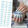 Extensões de Unha Brancas Pontiagudas Longas Estilo Francês, Color Sólida, Press-On, 24 Peças, Tamanhos Variados, Formato de Tira, Atacado