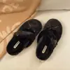 Zapatos Peludos Casuales Lindos Estilo Coreano con Lazo Calientes de Terciopelo Plus 2026 Zapatillas de Algodón Francés para Mujer ins Nuevo Estilo