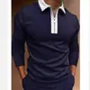 Camisa polo esportiva masculina da Amazon para primavera e outono com zíper no braço