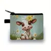 Monedero Infantil Transfronterizo Vaca de las Tierras Altas Titular de Tarjeta de Poliéster Moda Simple Cuadrado para Monedas Bolsa de Almacenamiento Billetera Pequeña Mini