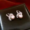 Pendientes de Aro con Colgante de Perla Redonda Chapados en Oro Real de 18 Quilates, Exquisitos y Versátiles, Pendientes de Gama Alta, Pendientes de Moda y Elegantes para Mujer
