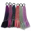 Pelucas Trenzadas de Colores Estilo Europeo y Americano, Coletas de Color Degradado, Trenzas de Espiga de Celebridades de Internet, Trenzas de Boxeadora de Tres Hebras para Discoteca