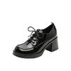 Zapatos de cuero genuino populares de primavera estilo francés zapatos de cuero tacón grueso suave tacones altos con falda punta cuadrada elegantes para ir al trabajo zapatos individuales versátiles