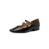 Zapatos Mary Jane Literarios y Versátiles con Hebilla de Doble Fila, Completamente de Cuero Genuino por Dentro y por Fuera, Zapatos de Cuero Genuino de Tacón Bajo y Punta Cuadrada para Mujer Primavera 2024