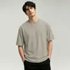 Camiseta masculina de algodão puro, peso pesado 300g, estilo americano, manga curta, verão, corte solto, gola redonda, top liso, meia-manga 100% algodão