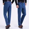 Jeans Casuales Azul Claro para Primavera y Verano para Padres de Mediana Edad y Mayores, de Cintura Alta, Pierna Recta, Corte Holgado, Pantalones de Hombre con Cremallera al por Mayor