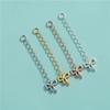 Collar de plata esterlina S925 electrochapado con cadena extendida, cadena de extensión de lazo, cadena de clavícula con perla de cristal, accesorios de cola de cadena