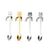 Aço Inoxidável 304 Colher Criativa de Gato Colher para Mexer Café Colher Lateral para Pendurar Caneca de Sobremesa Desenho Animado Colher de Chá Lembrança