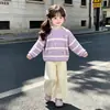 Suéter feminino, nova coleção outono/inverno 2026, blusa de tricô pullover infantil, roupa íntima de inverno para bebê, suéter de tricô