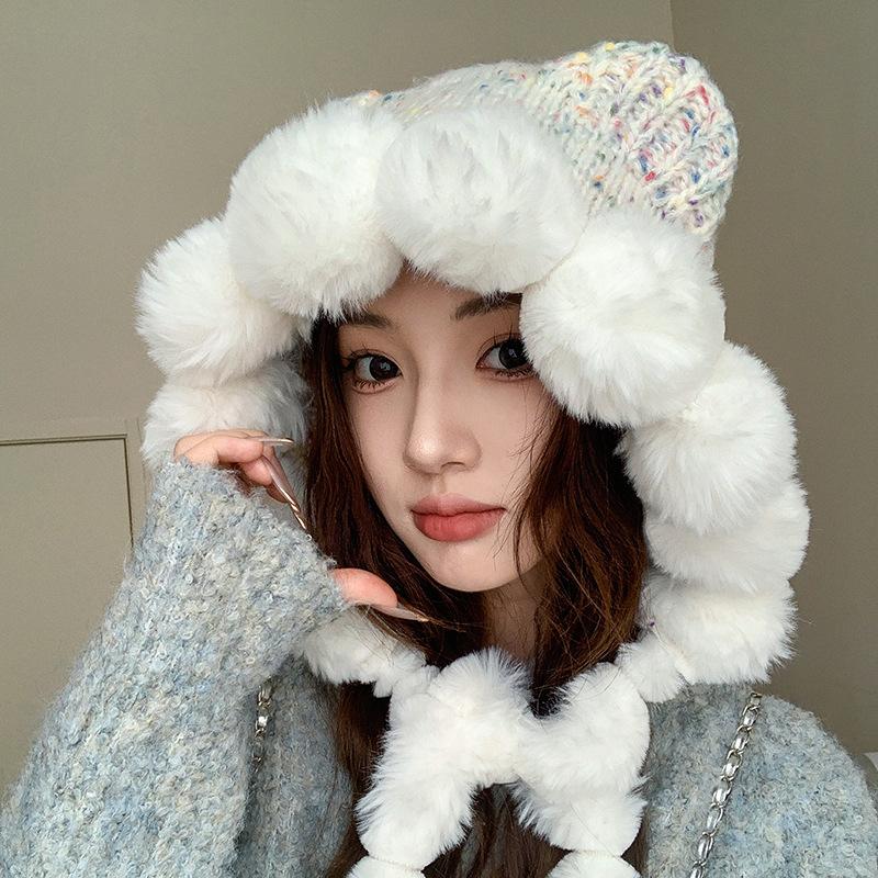 冬天帽子女保暖护耳毛线帽户外加厚韩版网红时尚针织帽百搭雷锋帽