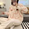 Pijamas Más Vendidos Transfronterizos para Mujer, Otoño e Invierno, Forro Polar Cálido y Dulce, Conjunto de Ropa para el Hogar de Coral Fleece que se Puede Usar Afuera