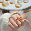 Anillo de Ágata Luna Blanca de Alta Calidad para Hombres y Mujeres, Anillo Sencillo Dorado Champagne, Anillo de Cola con Gema de Ágata Azucarada
