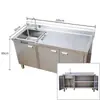 Gabinete de Acero Inoxidable para Fregadero de Cocina, Gabinete con Fregadero, Gabinete con Encimera Integrada, Placa de Cocina, Banco de Trabajo 304