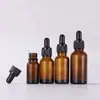Frasco de Vidro Marrom para Óleo Essencial com Conta-gotas de Ponta de Borracha, Frasco Cosmético à Prova de Luz, Frasco para Amostra, Frasco Reutilizável