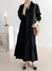 El tamaño ha sido actualizado. Elegante vestido suelto y abullonado de dobladillo ancho para mujer, estilo chic coreano y francés, para principios de otoño