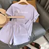 Conjunto Esportivo Casual de Shorts de Manga Curta com Estampa de Rosto Sorridente Transfronteiriço Feminino Emagrecedor Solto Estilo Coreano Conjunto de Duas Peças Estudante Tendência