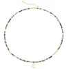 Collar de Piedra Natural Ágata Verde Indio con Cuentas para Mujer con Colgante de Cobre y Circonita, Diseño Original, Cadena para Suéter en Capas, Estilo Largo