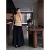 Moda Verão 2026 Estilo Casual Francês Blusa com Malha Plissada Franzida de Manga Curta para Transmissão ao Vivo e Distribuição