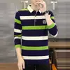 Camisa Polo de Manga Larga de Otoño para Hombre Joven de Negocios Cuello Camisero Camiseta Moda Casual Ropa de Otoño Corte Ajustado Camisa Base para Hombre