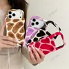 Funda de Teléfono Estilo Coreano Ins con Bloques de Color y Estampado de Vaca para Apple 18Pro, Funda de Película de Onda Grande, Cubierta de Teléfono Brillante de Doble Capa