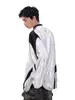 Sudadera con Hombros Caídos de Algodón-Poliéster Estilo Regular para Jóvenes, Camiseta Estampada Estilo Americano con Plata Líquida para Hombre, Jersey de Manga Larga para Otoño