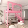 Litera tipo loft de hierro forjado para apartamentos pequeños, con espacio abierto debajo, litera superior individual, cama alta-baja tipo casa del árbol castillo para niños, dúplex segundo piso