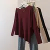 Novo suéter de tricô assimétrico de um ombro estilo coreano para mulheres plus size com mangas morcego, top pullover casual e macio