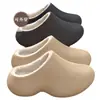 Pantuflas de Algodón Impermeables de EVA Invierno Más Terciopelo Cálido Cubre Talón Completo Pantuflas Hogar Antideslizantes Fáciles de Limpiar Para Exteriores Pantuflas de Algodón