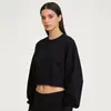 Sudadera Pulóver Corta de Cuello Redondo Estilo Europeo y Americano de 350g, Sudadera Holgada de Otoño para Mujer, Chaqueta Adelgazante con Texto Impreso