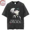 Camiseta con Estampado de Anime Tokyo Ghoul Xichunjin Muyan Spray Directo Retro Lavada Vieja Vintage High Street Manga Corta