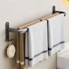 Gris plomo Toallero sin perforaciones Espacio de aluminio espacial Lujoso ligero Colgador Estante de baño Inodoro Barra toallera de doble polo