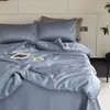 Conjunto de cama de luxo de 60S Tencel Austríaco Lenzing de quatro peças, lençol de gelo de verão, capa de edredom, lençol com elástico, produtos de seda