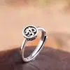 Joia Fina de Prata Tailandesa Prata 925 Anel Unisex Vajra Mantra Sânscrito Anel Estilo Vintage