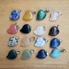 Venta caliente transfronteriza, colgante de aleación de cristal de jade Dongling con forma de corazón de melocotón oblicuo de piedra natural, accesorios de joyería DIY al por mayor
