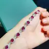Pulsera de Plata de Ley S925 con Granate Natural de Magnesio y Aluminio Incrustado Diseño de Nicho 5*6mm Suministro en Vivo Venta Directa
