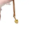Novo Colar de Corda Trançada Marrom "Pá de Ouro" Estilo Chinês, Estilo Étnico, Corrente de Suéter Longa Personalizada Única e Deslumbrante