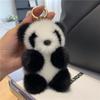 Pingente Fofo de Panda Vermelho com Pelo Sintético de Visão, Decoração de Mochila, Chaveiro de Carro, Alça de Bolsa de Pelúcia, Brinquedo de Boneca